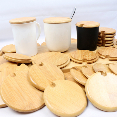 Coperchi di bambù di bambù su ordinazione di materia prima con l'anello con sigillo del silicone per Mason Jars di vetro