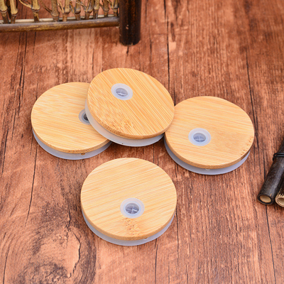 Coperchi di bambù di bambù su ordinazione di materia prima con l'anello con sigillo del silicone per Mason Jars di vetro