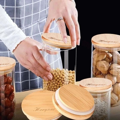 Coperchi ermetici di bambù del porta-candela del barattolo di Ring Bamboo Jar Lid Storage del silicio