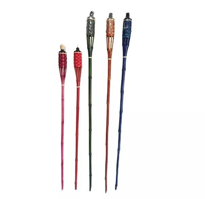 Torce di bambù da 150 cm per decorazioni da esterno con coperchi Contenitori di olio in metallo