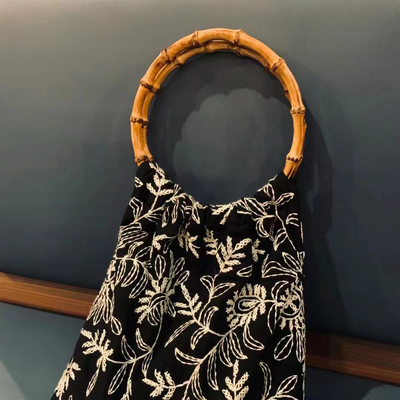 Maniglia di borsa di bambù rotonda e semirotonda con radice di bambù per borsa da mano da donna